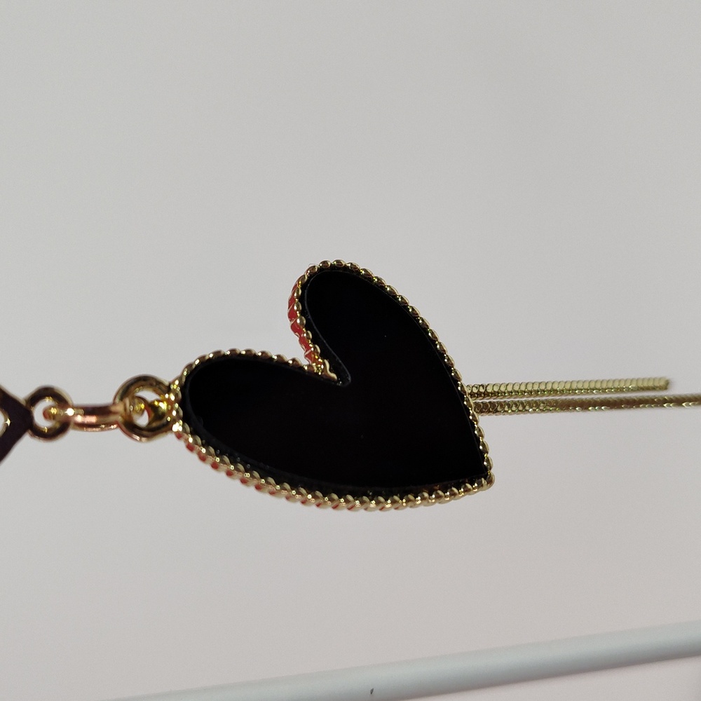 Black Heart Earrings Gold-tone Hoop Dangle Mix & Match Asymmetrical Tassel - Picture 7 of 16